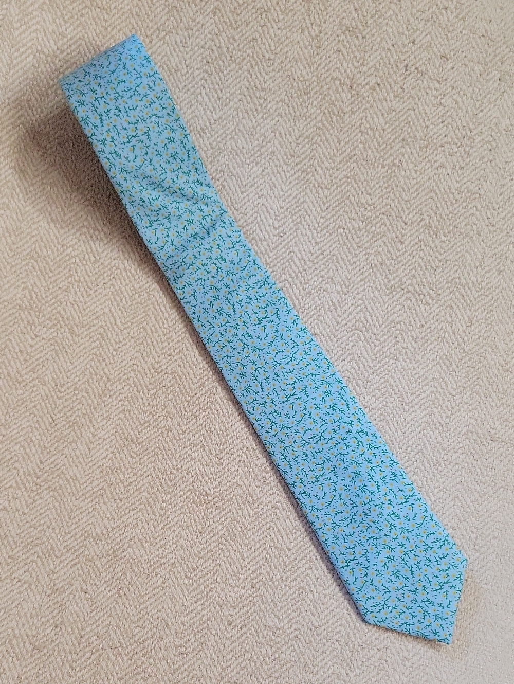 Elzama Sky Blue Floral Men's Tie - Classic Cotton Dress Tie